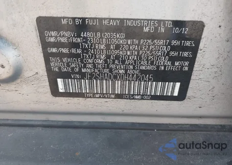 2013 Subaru Forester 2.5X Premium from USA, damaged, VIN JF2SHADCXDH442045